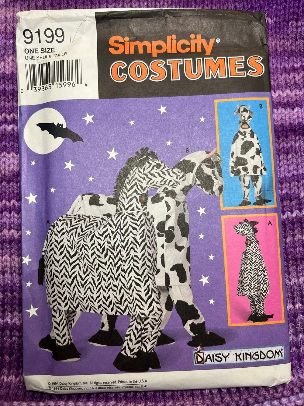 Simplicity 9199 sewing pattern horse cow costume